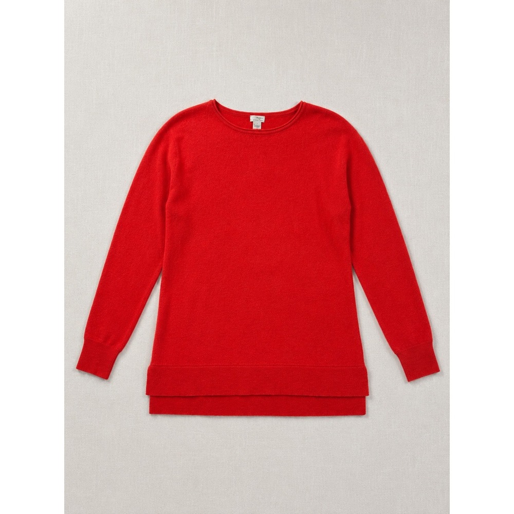 Halogen Womens Red Cashmere Wool Blend Crew Neck High Low Sweater Small - Picture 1 of 8